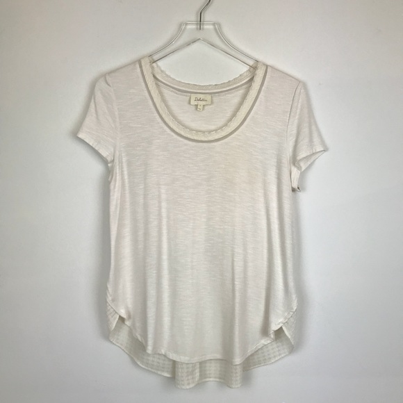 ✨ Anthropologie Deletta Cream Ruched Back Top/Tee - Picture 2 of 8